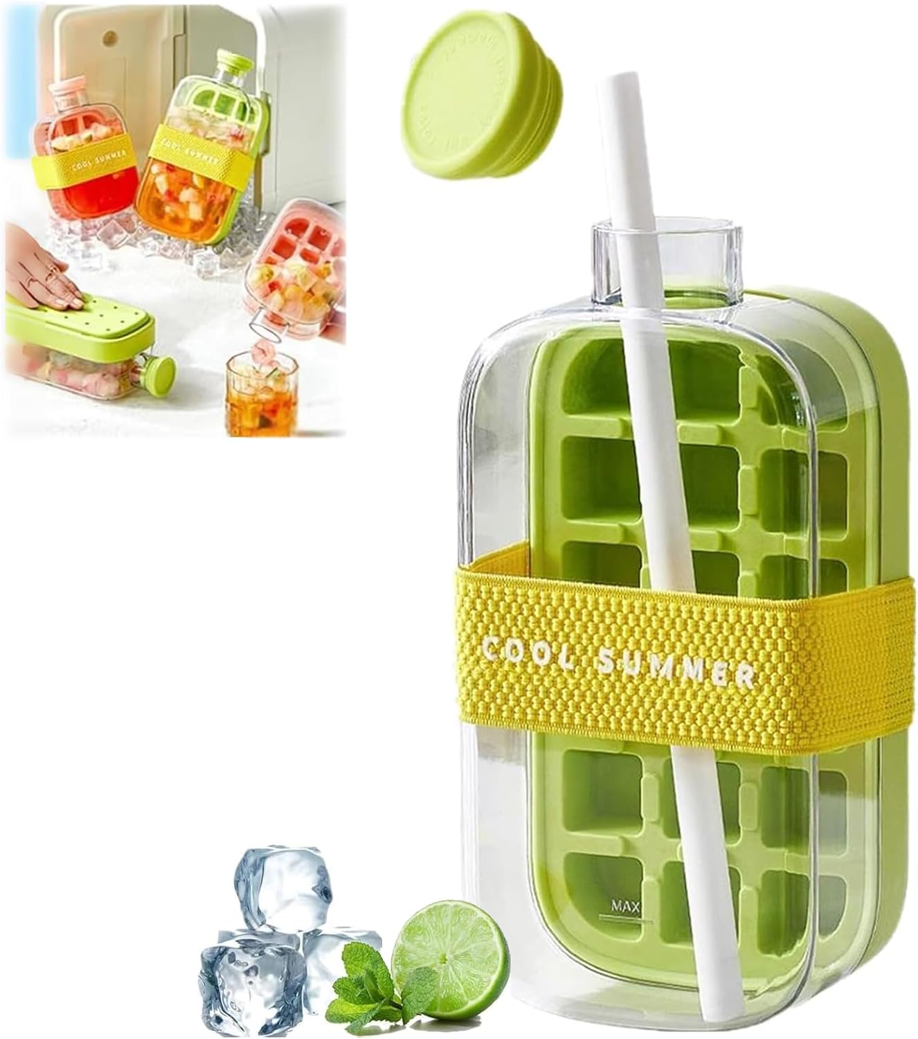IceVessel- 2 in 1 Touch Press Ice Tray Water Bottle